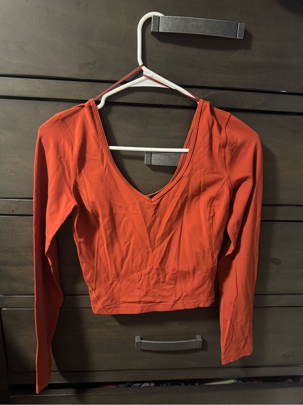 lululemon athletica Women's V-Neck Long Sleeve Crop Top - Rust Orange